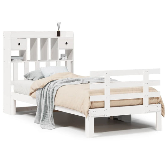 Bookcase Bed without Mattress White 75x190 cm Small Single Solid Wood Pine Bookcase Bed without Mattress White 75x190 cm Small Single Solid Wood Pine