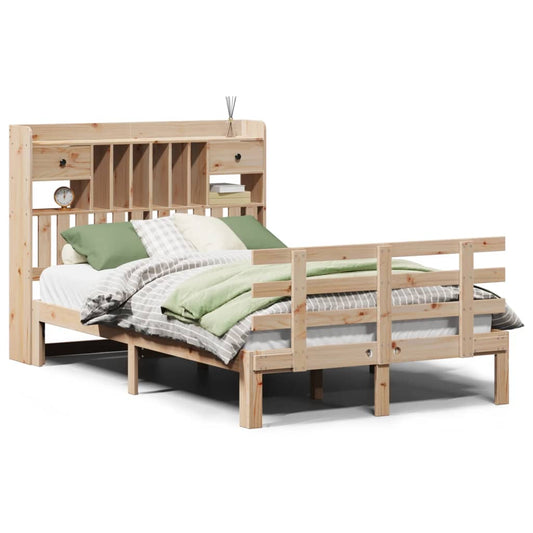 Bookcase Bed without Mattress 135x190 cm Double Solid Wood Pine Bookcase Bed without Mattress 135x190 cm Double Solid Wood Pine