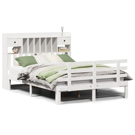 Bookcase Bed without Mattress White 140x190 cm Solid Wood Pine Bookcase Bed without Mattress White 140x190 cm Solid Wood Pine