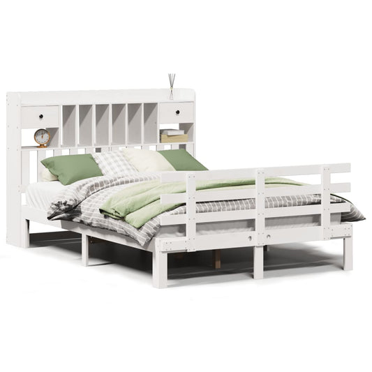 Bookcase Bed without Mattress White 150x200 cm King Solid Wood Pine Bookcase Bed without Mattress White 150x200 cm King Solid Wood Pine