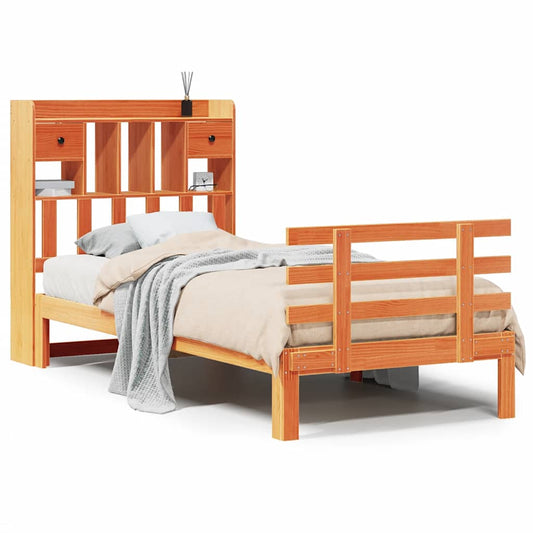 Bookcase Bed without Mattress Wax Brown 75x190 cm Small Single Solid Wood Pine Bookcase Bed without Mattress Wax Brown 75x190 cm Small Single Solid Wood Pine