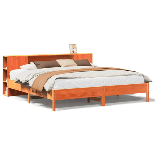 Bookcase Bed without Mattress Wax Brown 200x200 cm Solid Wood Pine Bookcase Bed without Mattress Wax Brown 200x200 cm Solid Wood Pine