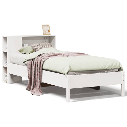 Bookcase Bed without Mattress White 75x190 cm Small Single Solid Wood Pine Bookcase Bed without Mattress White 75x190 cm Small Single Solid Wood Pine