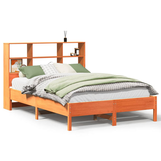Bookcase Bed without Mattress Wax Brown 150x200 cm King Size Solid Wood Pine Bookcase Bed without Mattress Wax Brown 150x200 cm King Size Solid Wood Pine