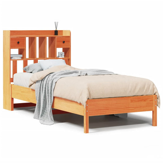 Bookcase Bed without Mattress Wax Brown 100x200 cm Solid Wood Pine Bookcase Bed without Mattress Wax Brown 100x200 cm Solid Wood Pine