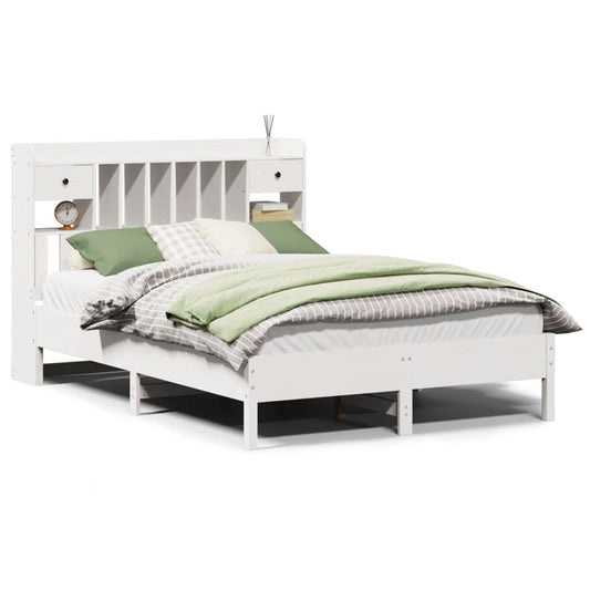 Bookcase Bed without Mattress White 140x190 cm Solid Wood Pine Bookcase Bed without Mattress White 140x190 cm Solid Wood Pine