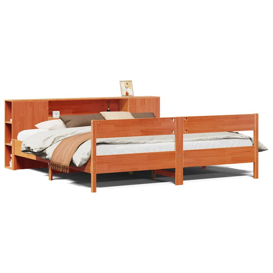Bookcase Bed without Mattress Wax Brown 200x200cm Solid Wood Pine Bookcase Bed without Mattress Wax Brown 200x200cm Solid Wood Pine