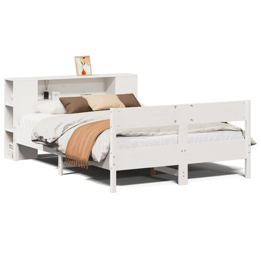 Bookcase Bed without Mattress White 140x190cm Solid Wood Pine Bookcase Bed without Mattress White 140x190cm Solid Wood Pine