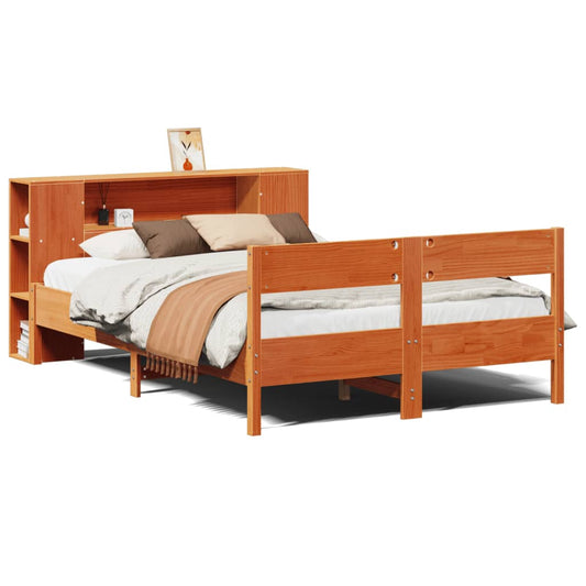 Bookcase Bed without Mattress Wax Brown 140x190cm Solid Wood Pine Bookcase Bed without Mattress Wax Brown 140x190cm Solid Wood Pine