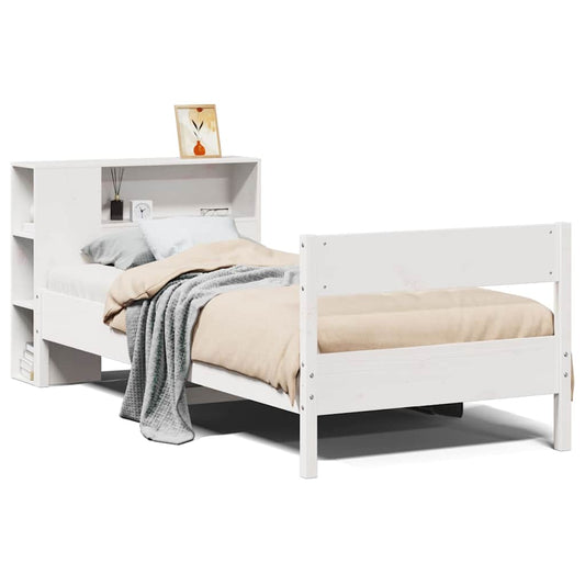 Bookcase Bed without Mattress White 75x190 cm Small Single Solid Wood Pine Bookcase Bed without Mattress White 75x190 cm Small Single Solid Wood Pine