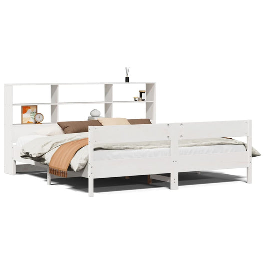 Bookcase Bed without Mattress White 180x200 cm Super King Solid Wood Pine Bookcase Bed without Mattress White 180x200 cm Super King Solid Wood Pine