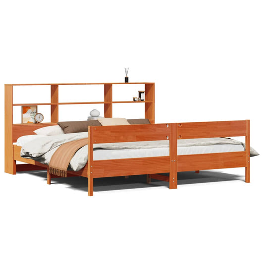 Bookcase Bed without Mattress Wax Brown 180x200 cm Super King Solid Wood Pine Bookcase Bed without Mattress Wax Brown 180x200 cm Super King Solid Wood Pine