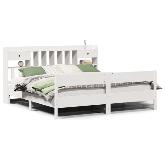 Bookcase Bed without Mattress White 180x200cm Super King Solid Wood Pine Bookcase Bed without Mattress White 180x200cm Super King Solid Wood Pine