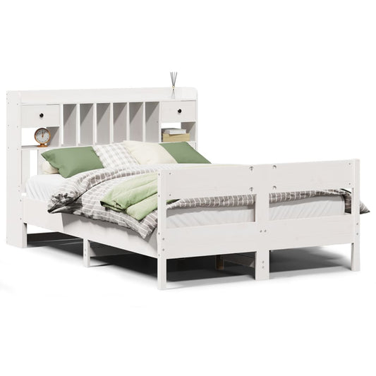Bookcase Bed without Mattress White 140x190cm Solid Wood Pine Bookcase Bed without Mattress White 140x190cm Solid Wood Pine