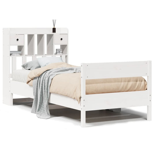 Bookcase Bed without Mattress White 90x190 cm Single Solid Wood Pine Bookcase Bed without Mattress White 90x190 cm Single Solid Wood Pine
