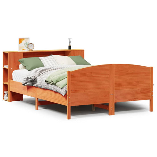 Bookcase Bed without Mattress Wax Brown 150x200cm Solid Wood Pine Bookcase Bed without Mattress Wax Brown 150x200cm Solid Wood Pine