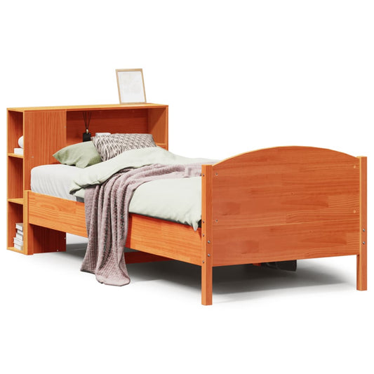 Bookcase Bed without Mattress Wax Brown 100x200cm Solid Wood Pine Bookcase Bed without Mattress Wax Brown 100x200cm Solid Wood Pine