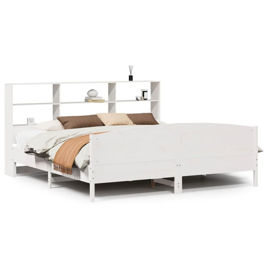 Bookcase Bed without Mattress White 180x200 cm Super King Solid Wood Pine Bookcase Bed without Mattress White 180x200 cm Super King Solid Wood Pine