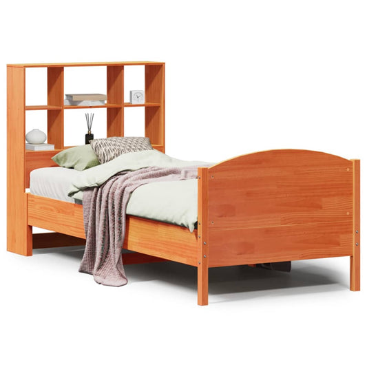 Bookcase Bed without Mattress Wax Brown 100x200cm Solid Wood Pine Bookcase Bed without Mattress Wax Brown 100x200cm Solid Wood Pine
