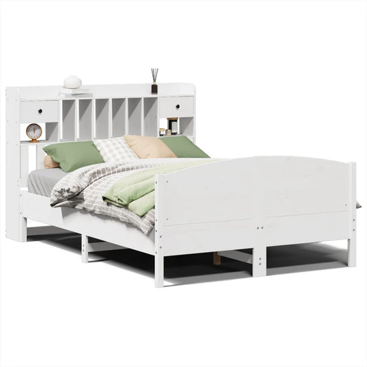 Bookcase Bed without Mattress White 160x200cm Solid Wood Pine Bookcase Bed without Mattress White 160x200cm Solid Wood Pine