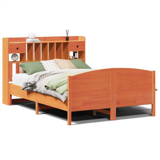 Bookcase Bed without Mattress Wax Brown 160x200cm Solid Wood Pine Bookcase Bed without Mattress Wax Brown 160x200cm Solid Wood Pine