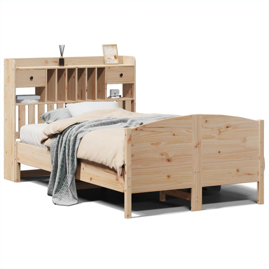 Bookcase Bed without Mattress 135x190 cm Double Solid Wood Pine Bookcase Bed without Mattress 135x190 cm Double Solid Wood Pine