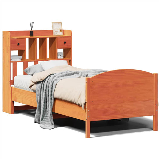 Bookcase Bed without Mattress Wax Brown 75x190 cm Small Single Solid Wood Pine Bookcase Bed without Mattress Wax Brown 75x190 cm Small Single Solid Wood Pine