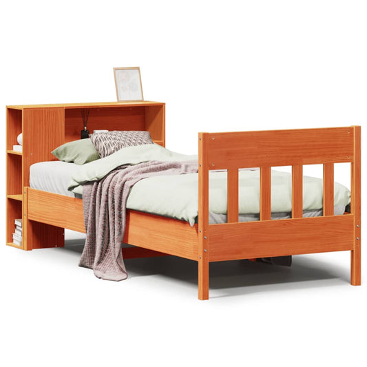 Bookcase Bed without Mattress Wax Brown 100x200cm Solid Wood Pine Bookcase Bed without Mattress Wax Brown 100x200cm Solid Wood Pine