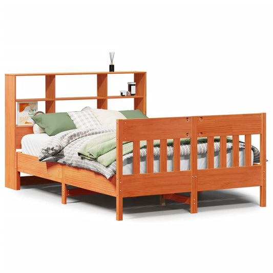 Bed Frame without Mattress Wax Brown 135x190 cm Double Solid Wood Pine Bed Frame without Mattress Wax Brown 135x190 cm Double Solid Wood Pine