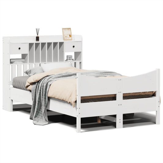 Bed Frame without Mattress White 135x190 cm Double Solid Wood Pine Bed Frame without Mattress White 135x190 cm Double Solid Wood Pine
