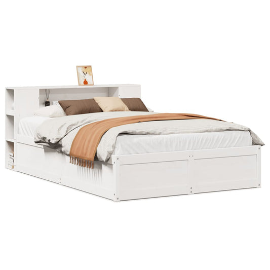 Bed Frame without Mattress White 135x190 cm Double Solid Wood Pine Bed Frame without Mattress White 135x190 cm Double Solid Wood Pine