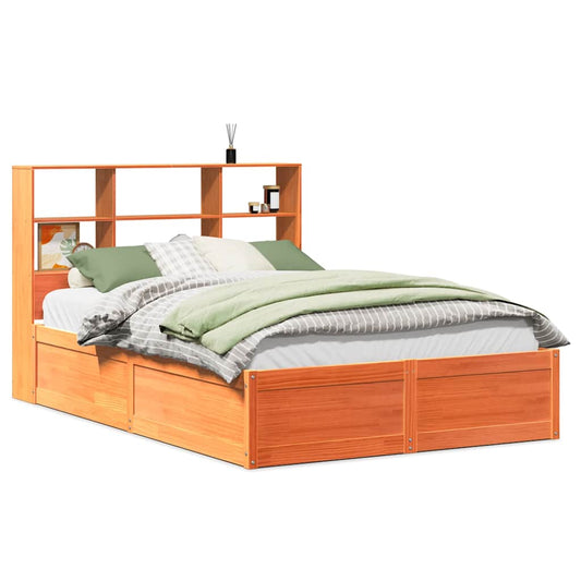 Bed Frame without Mattress Wax Brown 135x190 cm Double Solid Wood Pine Bed Frame without Mattress Wax Brown 135x190 cm Double Solid Wood Pine
