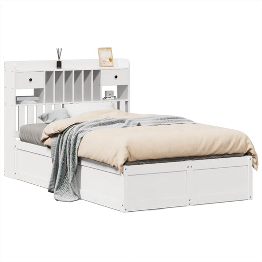 Bed Frame without Mattress White 135x190 cm Double Solid Wood Pine Bed Frame without Mattress White 135x190 cm Double Solid Wood Pine