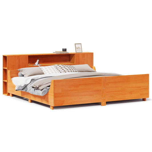 Bed Frame without Mattress Wax Brown 200x200 cm Solid Wood Pine Bed Frame without Mattress Wax Brown 200x200 cm Solid Wood Pine