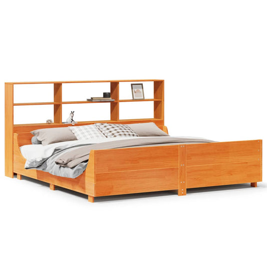 Bookcase Bed without Mattress Wax Brown 200x200 cm Solid Wood Bookcase Bed without Mattress Wax Brown 200x200 cm Solid Wood