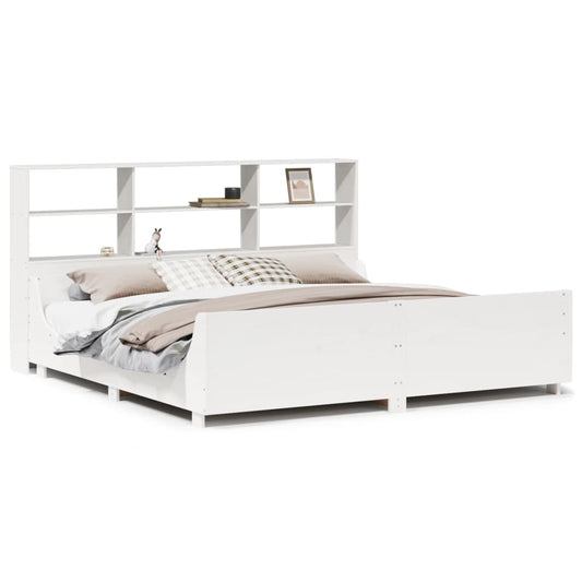Bookcase Bed without Mattress White 180x200 cm Super King Solid Wood Bookcase Bed without Mattress White 180x200 cm Super King Solid Wood