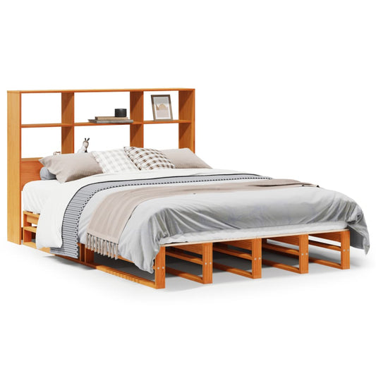 Bookcase Bed without Mattress Wax Brown 150x200 cm King Size Solid Wood Bookcase Bed without Mattress Wax Brown 150x200 cm King Size Solid Wood