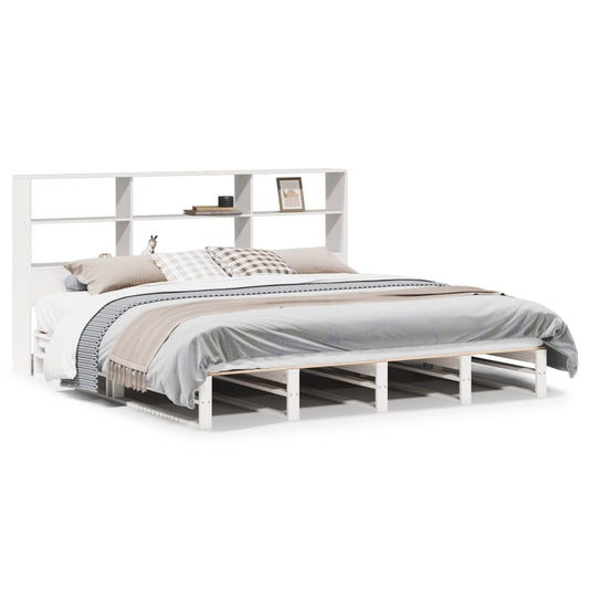 Bookcase Bed without Mattress White 180x200 cm Super King Solid Wood Bookcase Bed without Mattress White 180x200 cm Super King Solid Wood