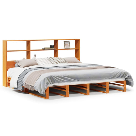 Bookcase Bed without Mattress Wax Brown 180x200 cm Super King Solid Wood Bookcase Bed without Mattress Wax Brown 180x200 cm Super King Solid Wood