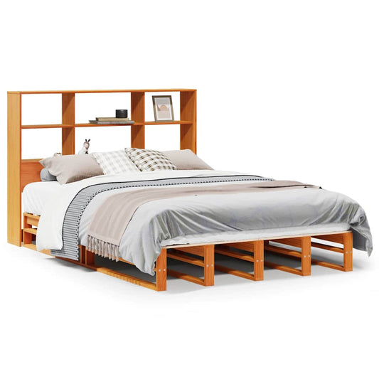 Bookcase Bed without Mattress Wax Brown 140x190 cm Solid Wood Bookcase Bed without Mattress Wax Brown 140x190 cm Solid Wood