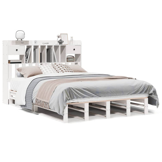 Bookcase Bed without Mattress White 140x200 cm Solid Wood Pine Bookcase Bed without Mattress White 140x200 cm Solid Wood Pine