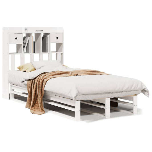 Bookcase Bed without Mattress White 75x190 cm Small Single Solid Wood Pine Bookcase Bed without Mattress White 75x190 cm Small Single Solid Wood Pine