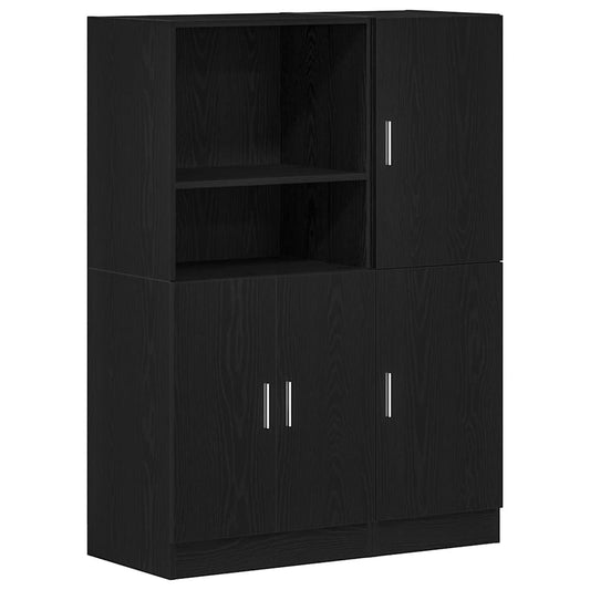 2 Piece Kitchen Cabinet Set Black Engineered Wood 2 Piece Kitchen Cabinet Set Black Engineered Wood