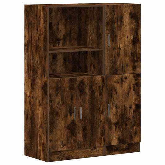 2 Piece Kitchen Cabinet Set Smoked Oak Engineered Wood 2 Piece Kitchen Cabinet Set Smoked Oak Engineered Wood