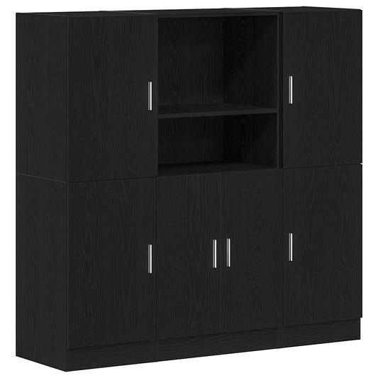 3 Piece Kitchen Cabinet Set Black Engineered Wood 3 Piece Kitchen Cabinet Set Black Engineered Wood
