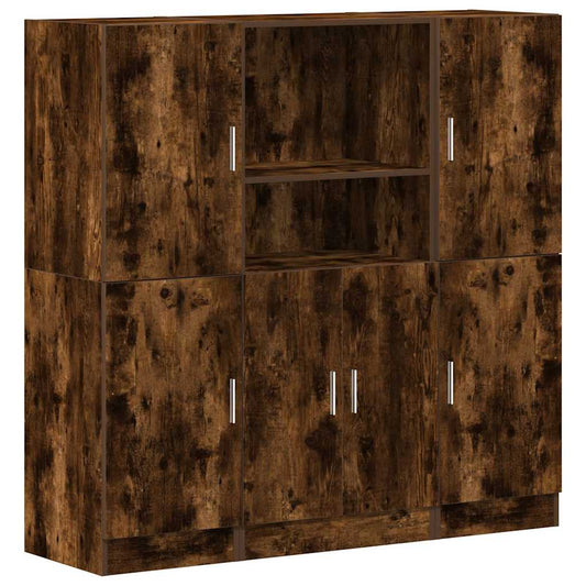 3 Piece Kitchen Cabinet Set Smoked Oak Engineered Wood 3 Piece Kitchen Cabinet Set Smoked Oak Engineered Wood