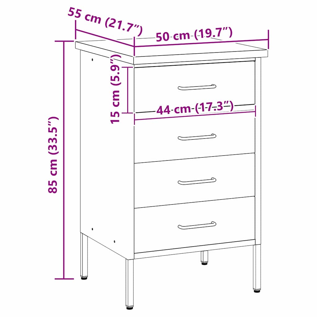 Work Bench with Drawer Black and Grey 50 x 55 x 85 cm