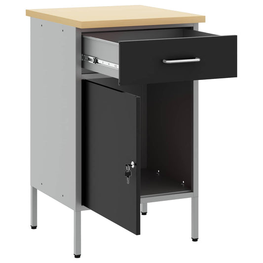 Work Bench with Drawer with Lock Black and Grey 50 x 55 x 85 cm Work Bench with Drawer with Lock Black and Grey 50 x 55 x 85 cm