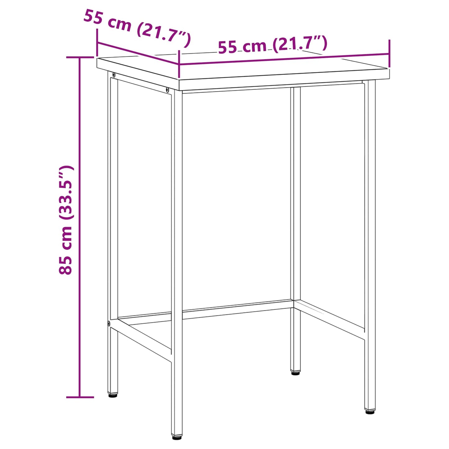 Corner Table Grey 55 x 55 x 85 cm Steel and Engineered Wood