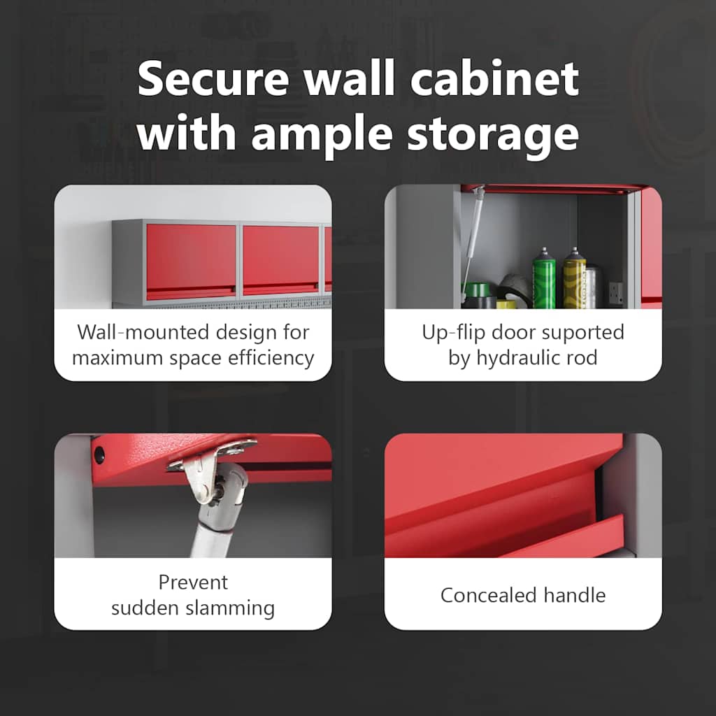 Tool Cabinet with Storage Red and Grey 50 x 25 x 35 cm